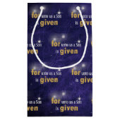 kerstcitaat voor Paars leder Klein Cadeauzakje (Achterkant)