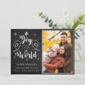 Kerstcitaat vreugde aan de wereld | Kerstkaart (Staand voorkant)