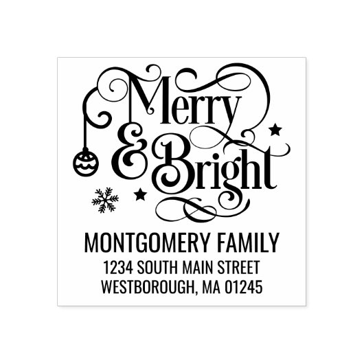 Kerstcitaat Vrolijk & helder Terugkeeradres Rubberstempel (Afrduk)