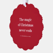 Kerstcitaatmagie eindigt nooit ornament kaart (Links)