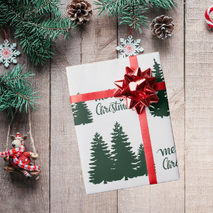 Kerstcitaten Boom Patroon Elegant Zwart Wit Cadeaupapier