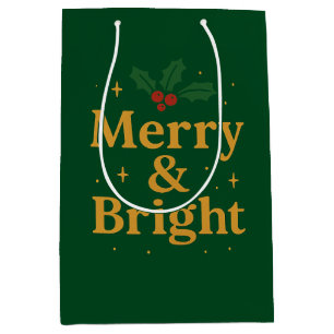 Kerstcitaten Merry & Bright Medium Cadeauzakje