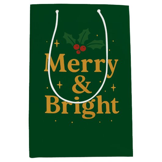 Kerstcitaten Merry & Bright Medium Cadeauzakje (Voorkant)