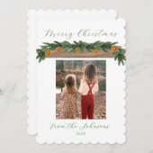 Kerstcitroengarland - kerstkaart, script feestdagenkaart (Voorkant / Achterkant)