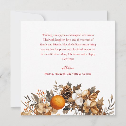 Kerstcitrus krans gedroogde Sinaasappels Elegant Feestdagenkaart (Achterkant)