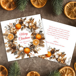 Kerstcitrus krans gedroogde Sinaasappels Elegant Feestdagenkaart