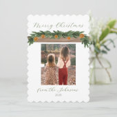 Kerstcitrusguirlande - kerstkaart, script feestdagenkaart (Staand voorkant)