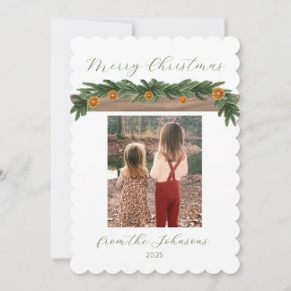 Kerstcitrusguirlande - kerstkaart, script feestdagenkaart