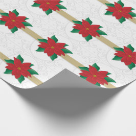 KerstClassy Red Poinsettia, gegaufreerd Cadeaupapier