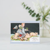 Kerstclowns, varkens en gelukssymbolen briefkaart (Staand voorkant)