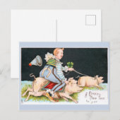 Kerstclowns, varkens en gelukssymbolen briefkaart (Voorkant / Achterkant)