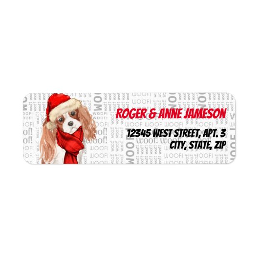 KerstCocker Spaniel Dog met naam Etiket (Voorkant)