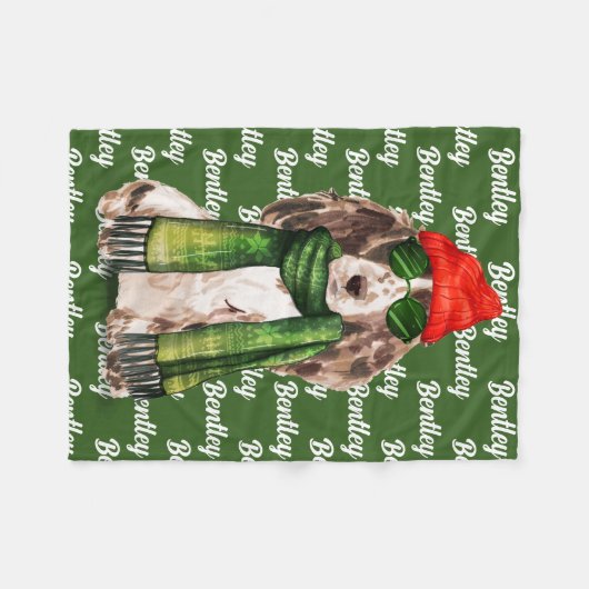 KerstCocker Spaniel Santa Dog's naam Fleece Deken (Voorkant (Horizontaal))