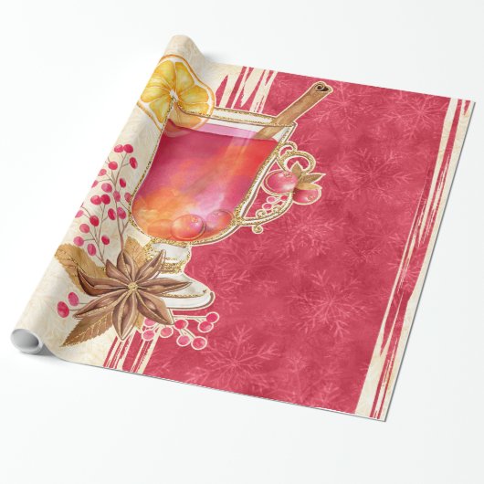 kerstcocktail cadeaupapier (Uitgerold)