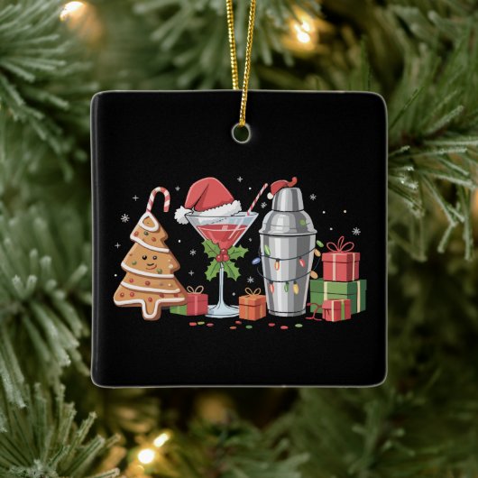 Kerstcocktail Espresso Martini Drankfeest Keramisch Ornament (Boom)