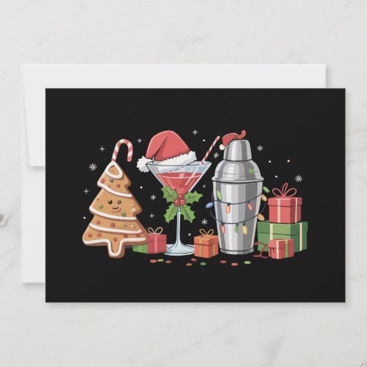 Kerstcocktail Espresso Martini Drankfeestje Feestdagenkaart (Voorkant)