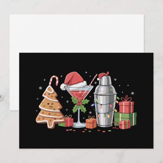 Kerstcocktail Espresso Martini Drankfeestje Feestdagenkaart (Voorkant / Achterkant)