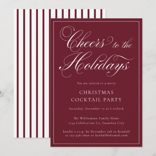 Kerstcocktail Feestelijke Feest Kaart (Voorkant / Achterkant)