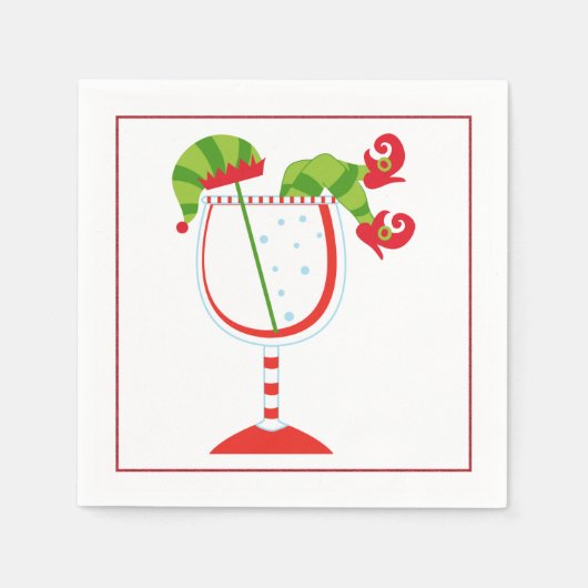 Kerstcocktail Napkin met martininelaag Servet (Voorkant)