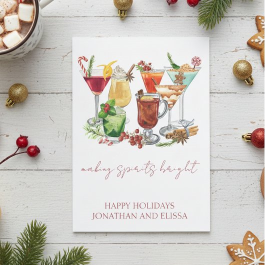 Kerstcocktail om de Geest te Verlichten Feestdagenkaart