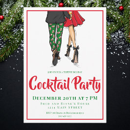 Kerstcocktail party uitnodiging feestelijk paar
