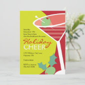 Kerstcocktail Party uitnodigingen met Martini (Staand voorkant)