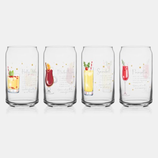 Kerstcocktail recept set 1 blikvorm glas (Voorkant)