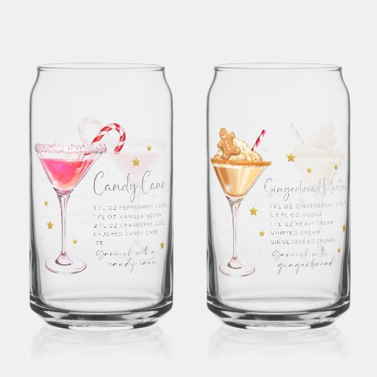 Kerstcocktail receptenset 2 blikvorm glas (Voorkant)
