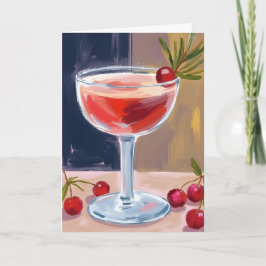 Kerstcocktail | Rode bessen dennenboom vrolijk Feestdagen Kaart