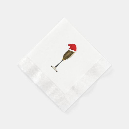 Kerstcocktail servetten Champagne Santa Hat (Hoek)