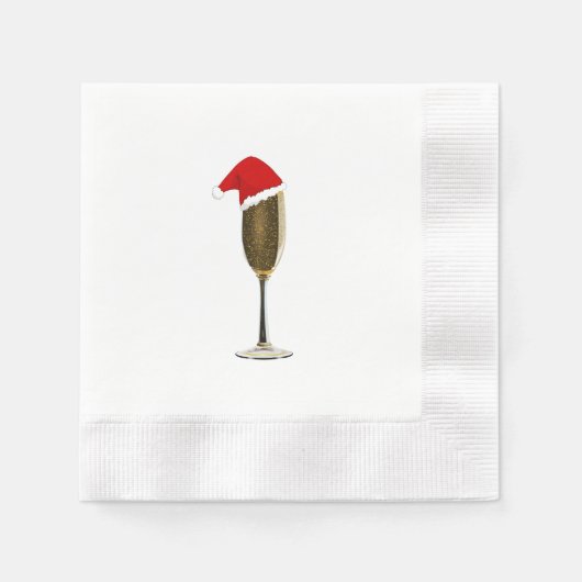 Kerstcocktail servetten Champagne Santa Hat (Voorkant)