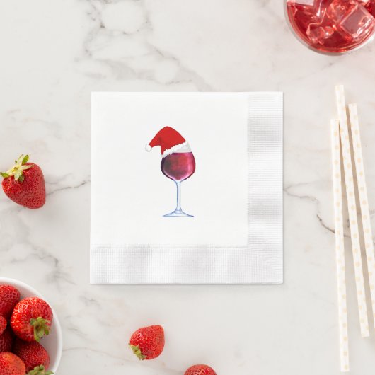 Kerstcocktail servetten wijn Santa Hat (Insitu)