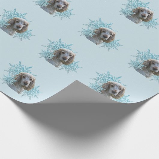 kerstcocktail Spaniel Snowflakes Cadeaupapier (Hoek)