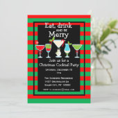 Kerstcocktail: Stripes Red Green Kaart (Staand voorkant)