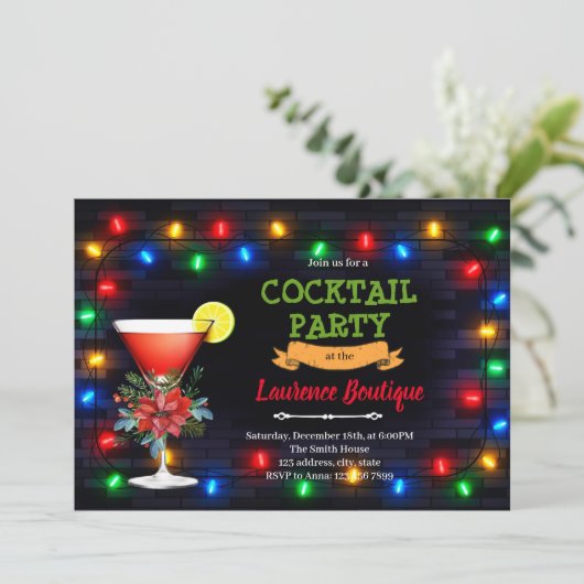 Kerstcocktail uitnodiging (Staand voorkant)