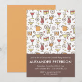 Kerstcocktail uitnodiging Cocktail Patroon (Voorkant / Achterkant)