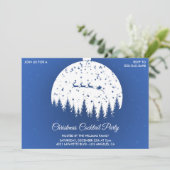 Kerstcocktailparty  Blue Santa sleigh Kaart (Staand voorkant)