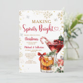 Kerstcocktailparty 'Making Spirits Bright' Kaart (Staand voorkant)