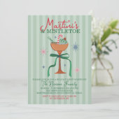 Kerstcocktailparty met Martini's & Mistletoe Kaart (Staand voorkant)