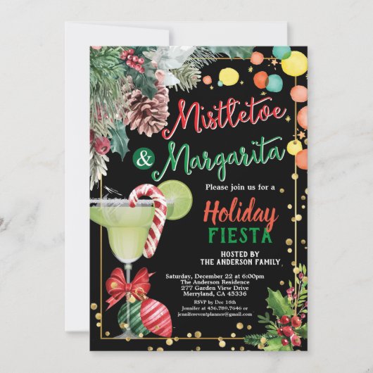 Kerstcocktailparty Mistletoe en Margarita Kaart (Voorkant)