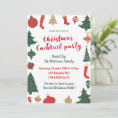 Kerstcocktailparty Schattigee Sokken Kaart (Staand voorkant)