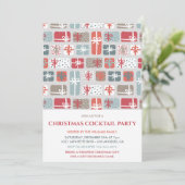 Kerstcocktailparty uitnodiging Cadeaus Patroon (Staand voorkant)