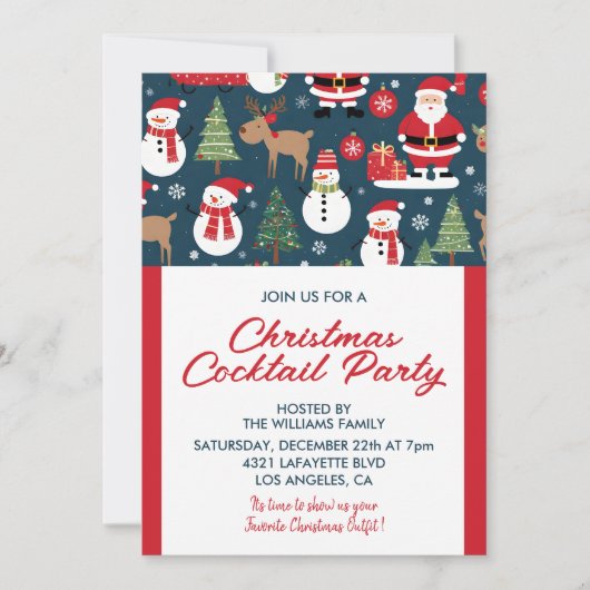 Kerstcocktailparty uitnodiging hert kerstman (Voorkant)