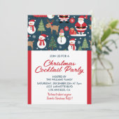 Kerstcocktailparty uitnodiging hert kerstman (Staand voorkant)