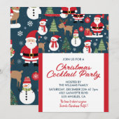 Kerstcocktailparty uitnodiging hert kerstman (Voorkant / Achterkant)