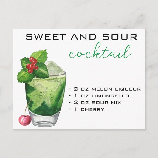 Kerstcocktailrecept Groene drank Briefkaart (Voorkant)