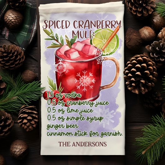 Kerstcocktailrecept voor Spiced Cranberry Mule Theedoek