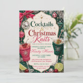 Kerstcocktails Breiwerk Kerstfeest Kaart (Staand voorkant)