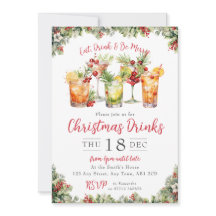 Kerstcocktails Drinken Feest Uitnodiging