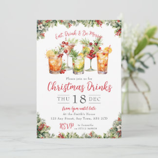 Kerstcocktails Drinken Feest Uitnodiging
